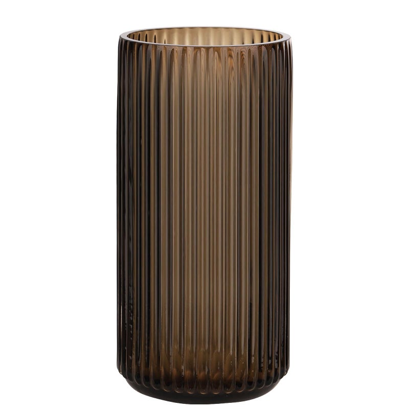 WHJY Cylindrical Brown Glass Vase, Vintage Flower Vase, Hand Blown Glass Vase, Decor for Dining Table Centerpiece DÃ©cor â€“ 10 inches - Image 1