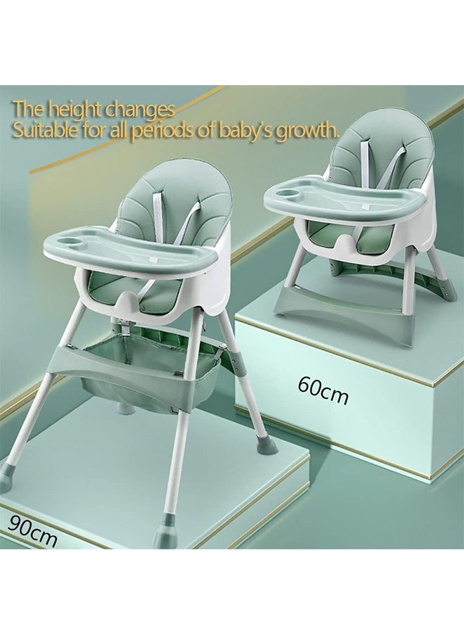 JCB CHIC كرسي طعام للأطفال، كرسي مرتفع متعدد الوظائف للأطفال، كرسي مرتفع للأطفال قابل للتعديل الارتفاع ومقعد قابل للطي للأطفال الصغار، كرسي آمن لتغذية الأطفال مزود بعجلات - Image 3