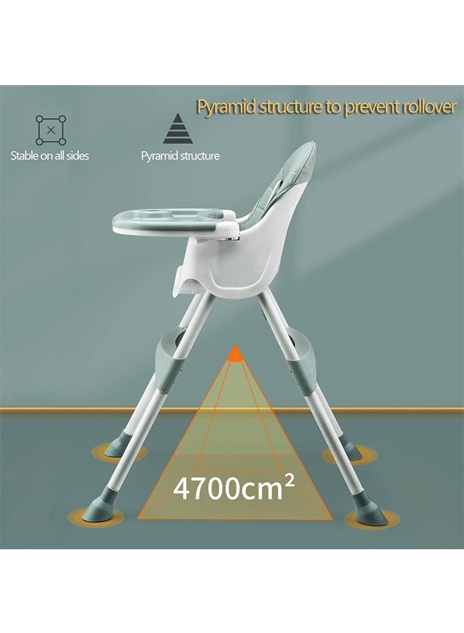 JCB CHIC كرسي طعام للأطفال، كرسي مرتفع متعدد الوظائف للأطفال، كرسي مرتفع للأطفال قابل للتعديل الارتفاع ومقعد قابل للطي للأطفال الصغار، كرسي آمن لتغذية الأطفال مزود بعجلات - Image 4
