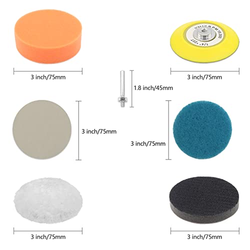 Vibra-TITE VIBRATITE Car Headlight Restoration Kit, 3 Inch Car Polishing Sanding Discs with 1/4 Inch Shank Backing Pad, Scouring Pads, Buffing Sponge Pads, Soft Interface Pad, Woolen Buffer Pads, 32PCS - Image 3