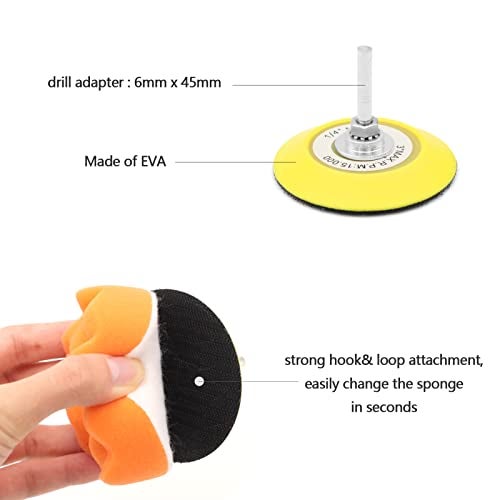 Vibra-TITE VIBRATITE Car Headlight Restoration Kit, 3 Inch Car Polishing Sanding Discs with 1/4 Inch Shank Backing Pad, Scouring Pads, Buffing Sponge Pads, Soft Interface Pad, Woolen Buffer Pads, 32PCS - Image 5