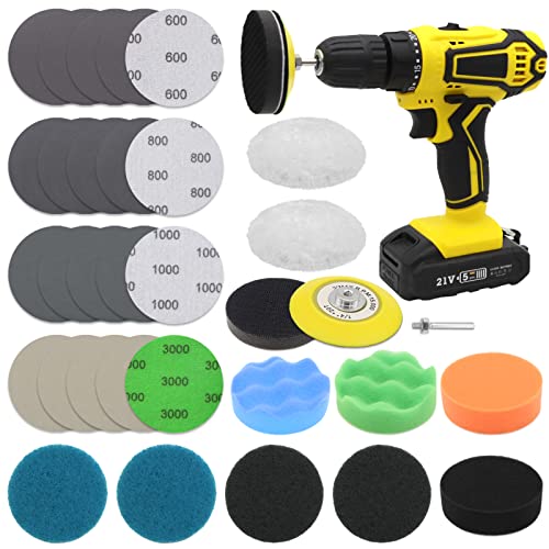Vibra-TITE VIBRATITE Car Headlight Restoration Kit, 3 Inch Car Polishing Sanding Discs with 1/4 Inch Shank Backing Pad, Scouring Pads, Buffing Sponge Pads, Soft Interface Pad, Woolen Buffer Pads, 32PCS - Image 1
