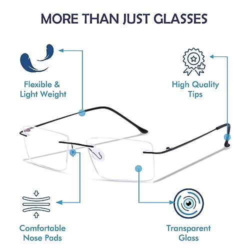 Redex Titanium Glasses Frame, Rimless Frameless Eyeglasses for Men and Women - Image 2
