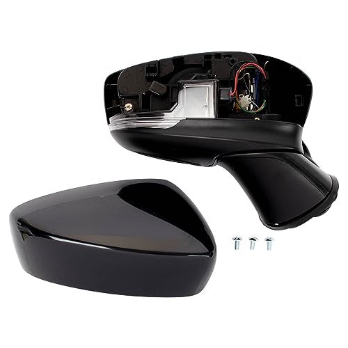 TRQ Passenger Side Mirror Power Heated Manual Folding with Blind Spot Indicator Smooth Black Compatible with 2017-2021 Mazda 6 MA1321219 - Image 3