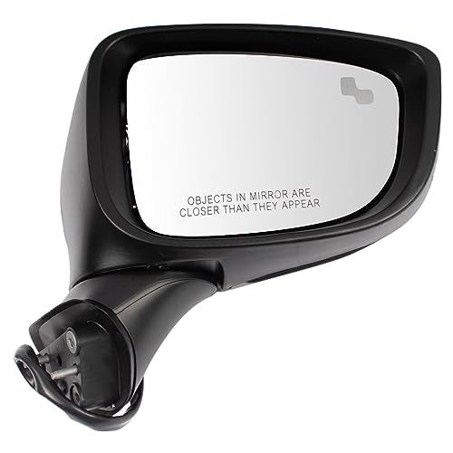 TRQ Passenger Side Mirror Power Heated Manual Folding with Blind Spot Indicator Smooth Black Compatible with 2017-2021 Mazda 6 MA1321219 - Image 1