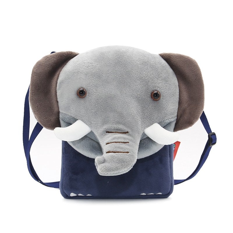 Plush Kids Crossbody Bag, Elephant Animal Design, Soft Lightweight Shoulder Bag for Daily Outings - Image 2
