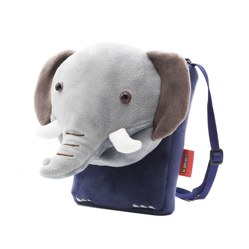 Plush Kids Crossbody Bag, Elephant Animal Design, Soft Lightweight Shoulder Bag for Daily Outings - Image 3