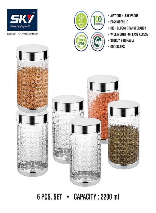 Sky Hector Celebration 6 Pcs Storage Pet Container Gift Set for Kitchen,(2200 ml x 6, Silver) - Image 5