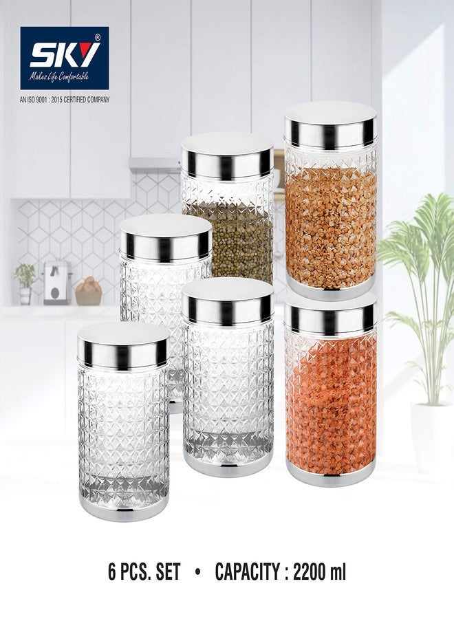 Sky Hector Celebration 6 Pcs Storage Pet Container Gift Set for Kitchen,(2200 ml x 6, Silver) - Image 3