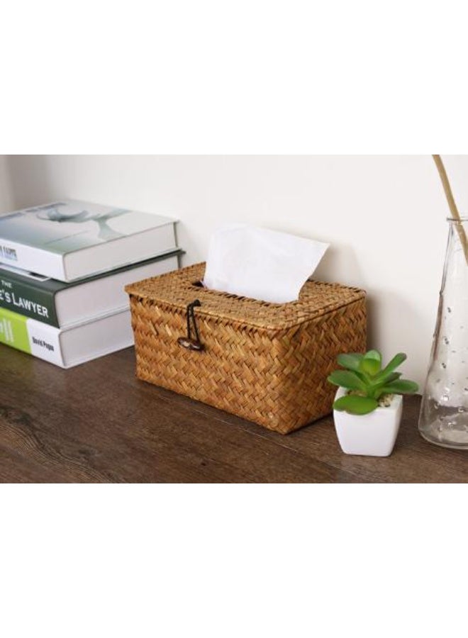 هومستر مستطيل ريفي العشب البحري صندوق أنسجة الخشب ، حامل أنسجة الوجه الطبيعية أو الأرضية للحمام ، الغرور ، المرحاض ، خزانة الملابس ، الطاولة ، المكتب ، السيارة - Image 2