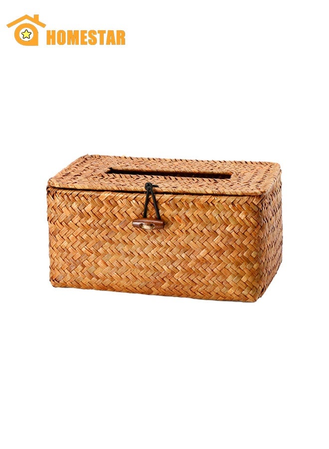 هومستر مستطيل ريفي العشب البحري صندوق أنسجة الخشب ، حامل أنسجة الوجه الطبيعية أو الأرضية للحمام ، الغرور ، المرحاض ، خزانة الملابس ، الطاولة ، المكتب ، السيارة - Image 1