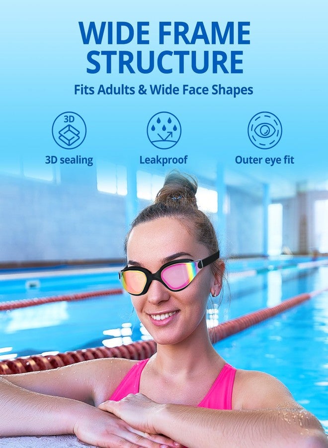 EverSport Adult swim goggles, wide frame anti-fog UV protection & 180° panoramic view goggles with one-click no-pull strap, swim goggles adult for men women swimming racing - Image 2