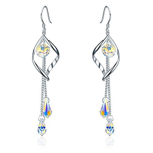 SBLING Platinum-Plated Color Change Multi-Teardrop Earrings Made with Aurora Borealis Austrian Crystals (5.0 cttw) - Image 1