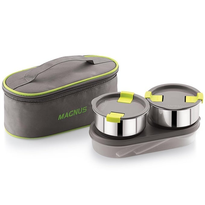 OLIVE 3 LUNCH BOX SET: LEAK-PROOF STAINLESS STEEL CONTAINERS WITH THERMAL BAG - LUNCH BOX FOR KIDS AND LUNCH BOXES FOR OFFICE MEN - AIRTIGHT & INSULATED FOOD TIFFIN (950 ML)