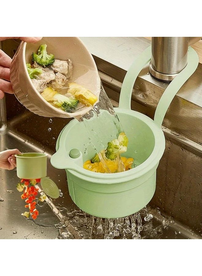 Automatic Dumping Kitchen Sink Filter Basket Green Heavy Duty Plastic Food Waste Collector - Image 1