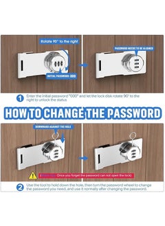 Bindex Bindex Household Cabinet Door Combination Lock3Digit Password Combination Code Hasp LockZinc Alloy Cabinet Door Security Slide Latch Lock for Small Doors Cabinets Barn Door Outdoor 1 Silver  - Image 4