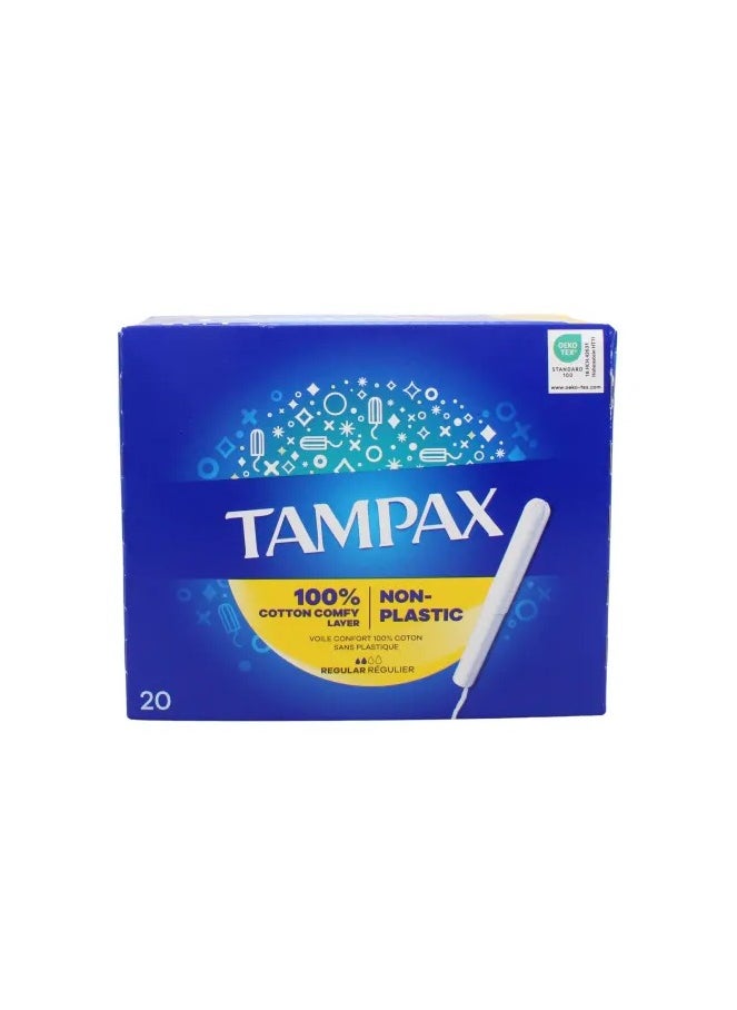 Tampax Non-Plastic Cotton Comfy Regular Tampons 20 Pcs 