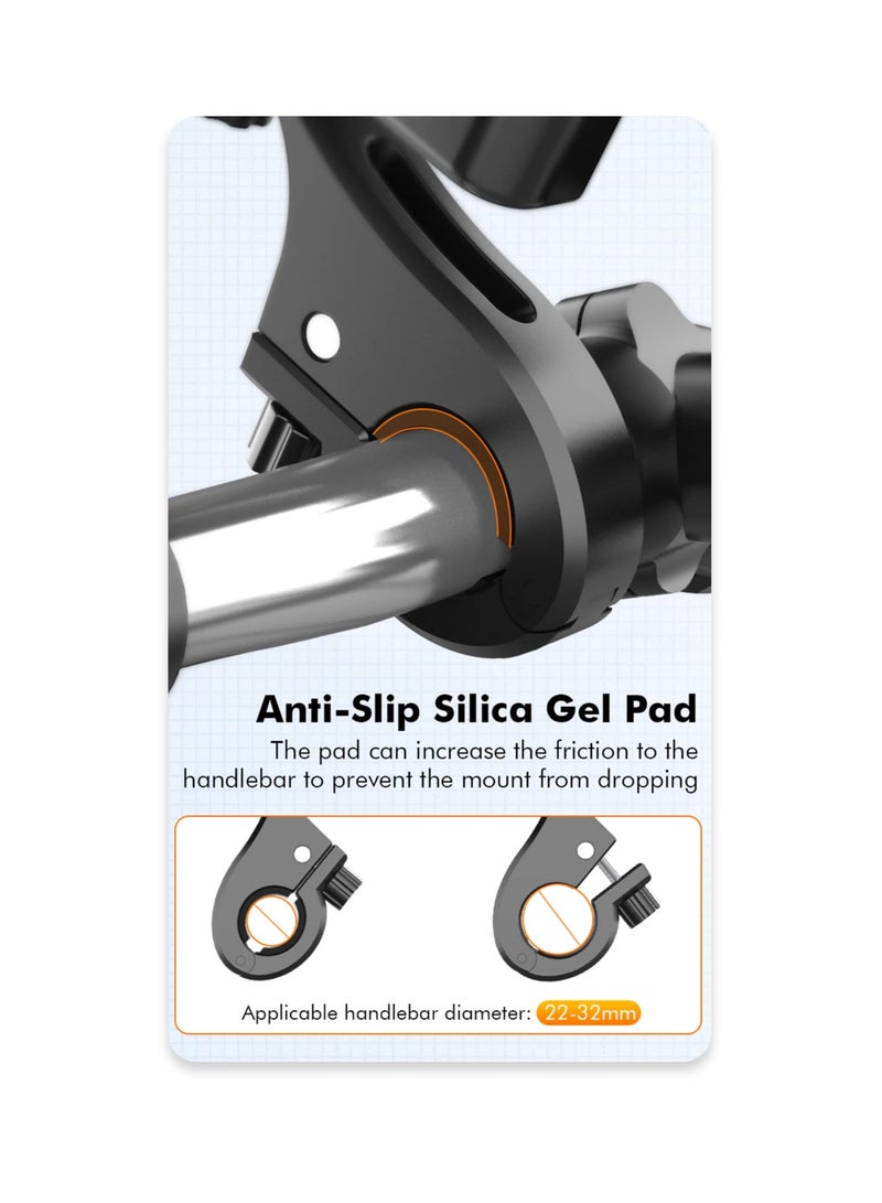 SYOSI حامل هاتف للدراجات، حامل هاتف دراجة نارية قابل للتعديل من SYOSI مع دوران 360° لبرميل الدراجة/الدراجة الهوائية وقاعدة مرآة الرؤية الخلفية تناسب هواتف iPhone/الهواتف الذكية من 4.5 إلى 6.8 بوصة - Image 5