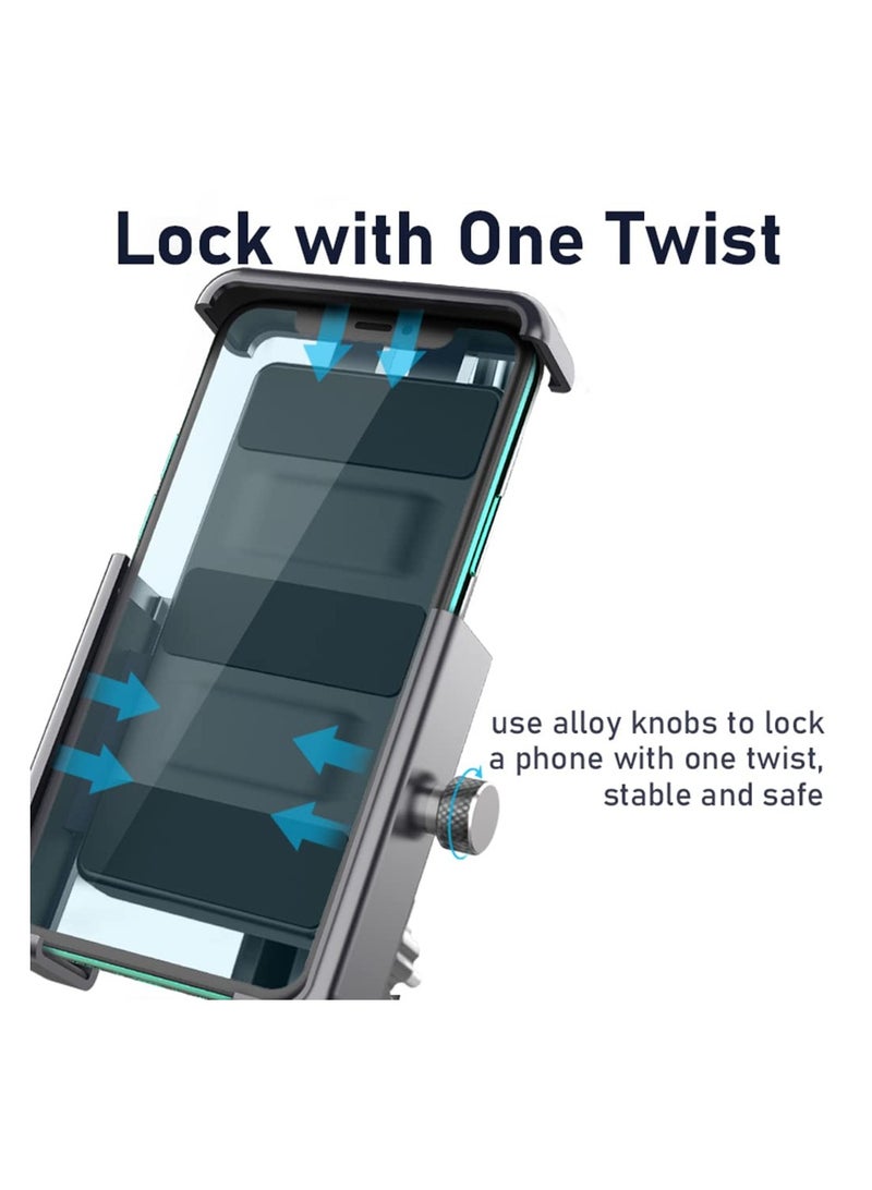 SYOSI حامل هاتف للدراجات، حامل هاتف دراجة نارية قابل للتعديل من SYOSI مع دوران 360° لبرميل الدراجة/الدراجة الهوائية وقاعدة مرآة الرؤية الخلفية تناسب هواتف iPhone/الهواتف الذكية من 4.5 إلى 6.8 بوصة - Image 3