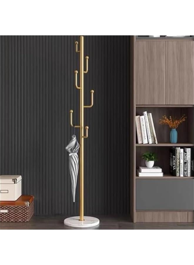 ميكسد RCCO Gold Coat Rack, Free-standing Modern Coat Stand Tree with 6 Hooks, Marble Base, Hat & Coat Cactus Shape Hanger for Bedroom, Office, Metal Vintage - Image 3