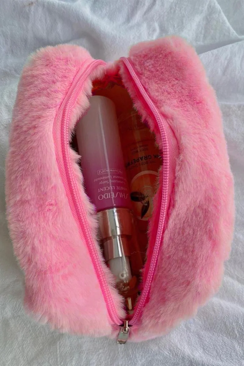باهلس Plush Candy Pink Medium Size Makeup Bag