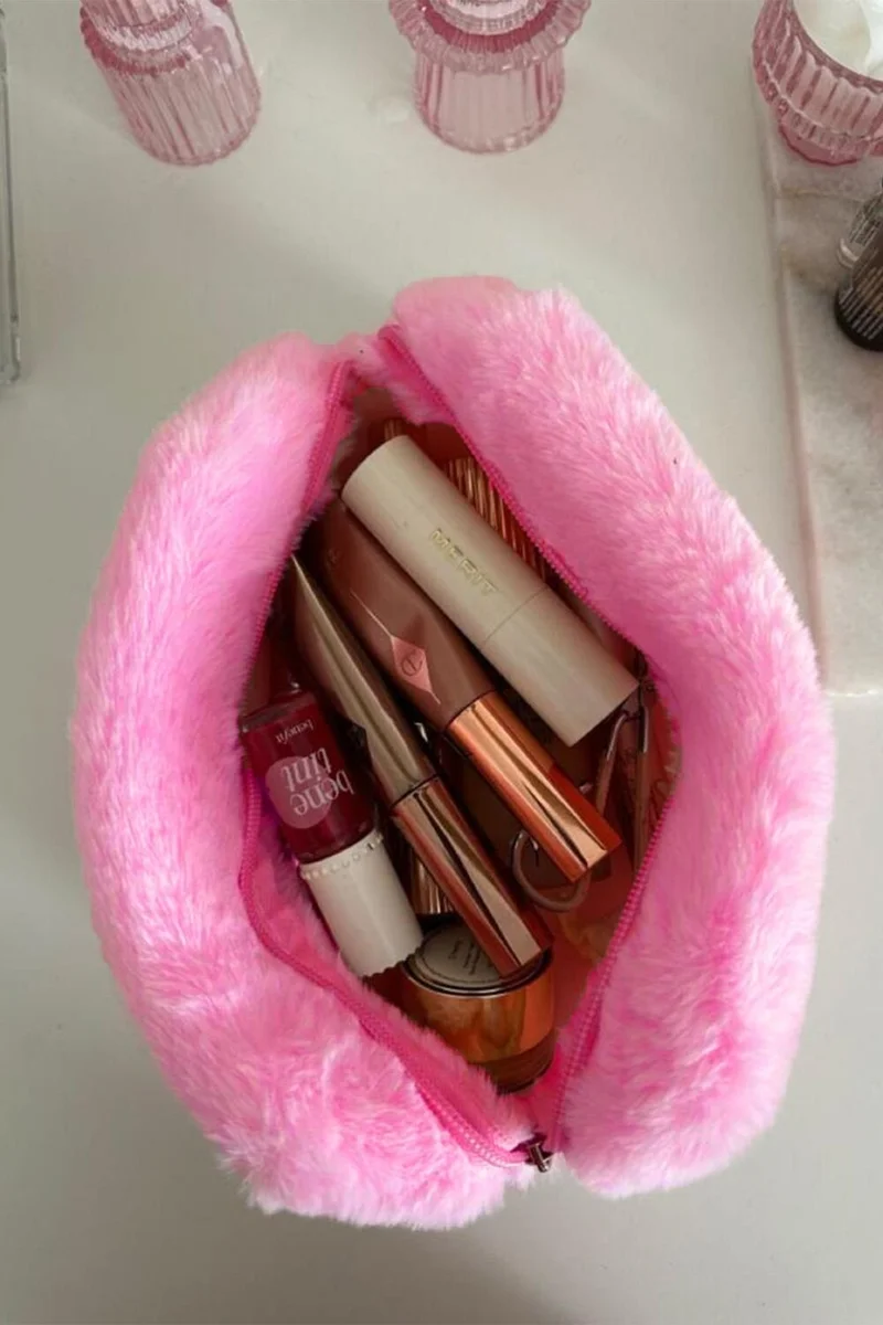 باهلس Plush Candy Pink Medium Size Makeup Bag