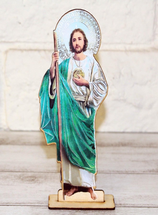 Ooki 6 San Jude St. Judas Saint Jude Taedo Guardian Wood with Stand Laser Cutout Wooden Baptism Centerpiece First Communion Party Favors Decor Christening RECUERDOS DE BAUTIZO - Image 3