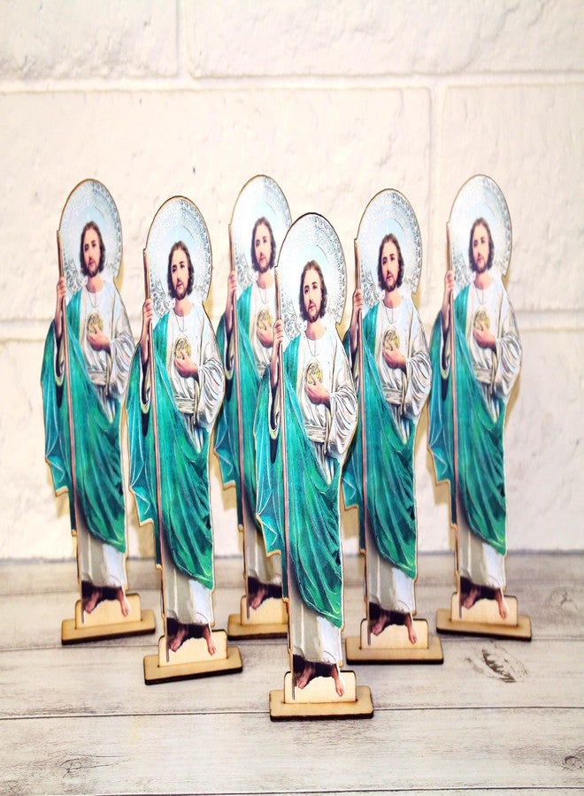 Ooki 6 San Jude St. Judas Saint Jude Taedo Guardian Wood with Stand Laser Cutout Wooden Baptism Centerpiece First Communion Party Favors Decor Christening RECUERDOS DE BAUTIZO - Image 1