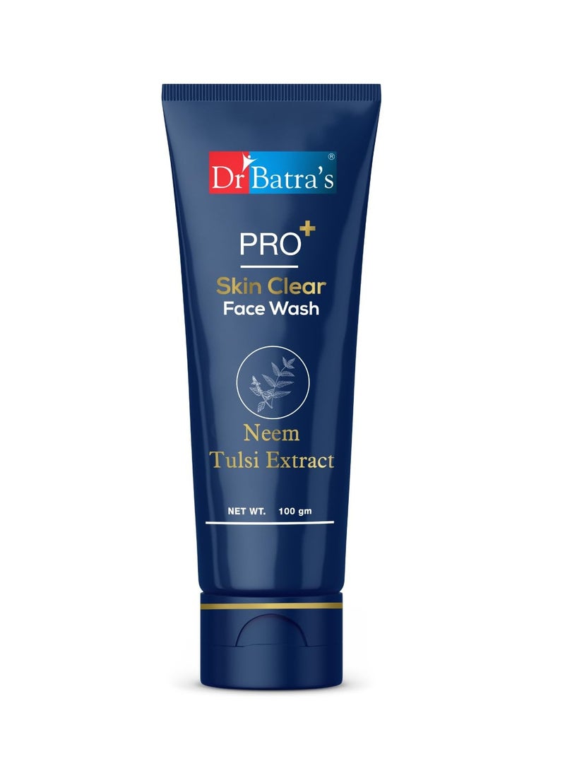 Dr Batra's PRO Skin Clear Face wash Enriched WithTulsi Neem Aloe Vera Juice Gel Extracts Anti bacterial healthy skin Sulphate Silicone Soap Free Face Wash for Clear Skin 100g - Image 1