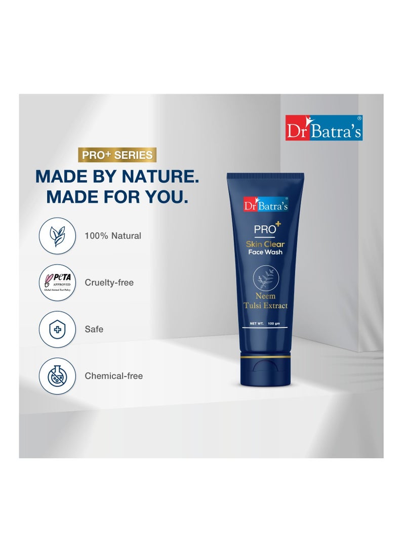 Dr Batra's PRO Skin Clear Face wash Enriched WithTulsi Neem Aloe Vera Juice Gel Extracts Anti bacterial healthy skin Sulphate Silicone Soap Free Face Wash for Clear Skin 100g - Image 4