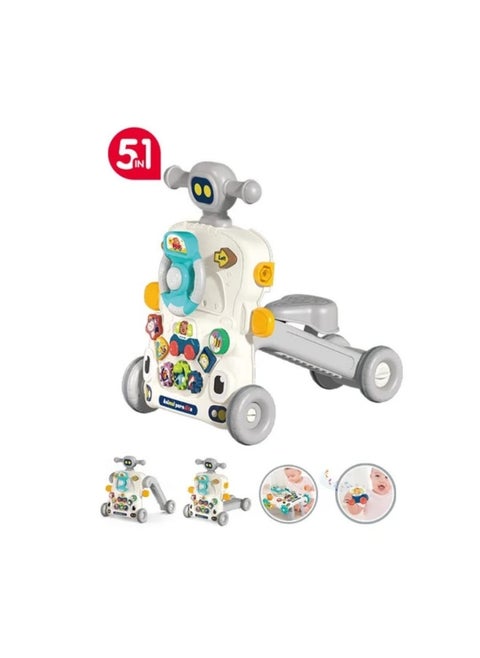 5-in-1 Multifunctional Baby Push Walker & Musical Activity Toy -Grey 6039
