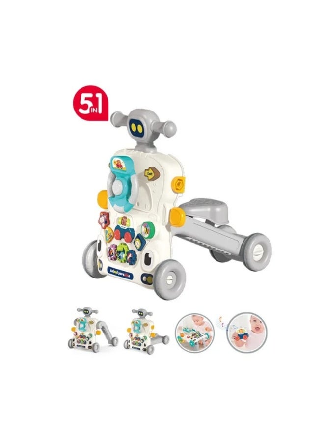 5-in-1 Multifunctional Baby Push Walker & Musical Activity Toy -Grey 6039