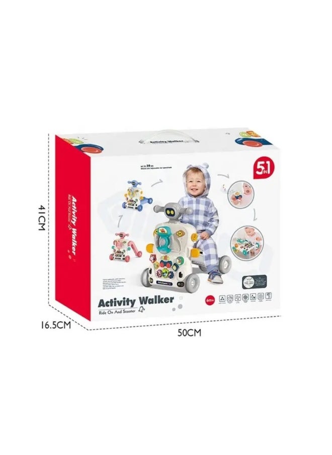 5-in-1 Multifunctional Baby Push Walker & Musical Activity Toy -Grey 6039
