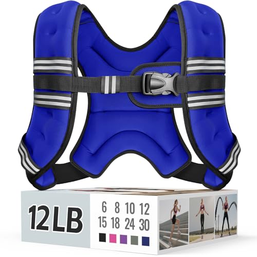 Zeerun Weighted Vest for Women & Men with Reflective Stripe and Adjustable Buckle, Comfortable & Durable Rucking Vest for Walking, Running & Strength Training, 12LBS-Blue - Image 1