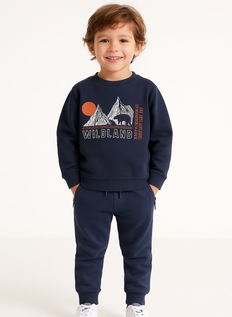 Dirkje "Boys Wildland Fleece Tracksuit – Grey 2-Piece Set " - Image 1