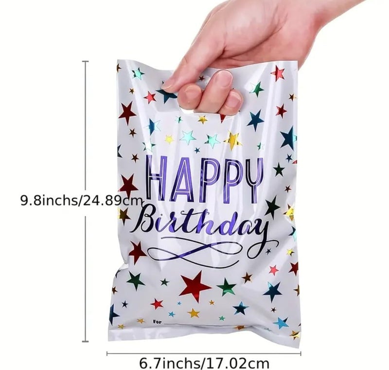 VRB Dec 24 قطعة أكياس هدايا فويل، أكياس هدايا للعودة لعيد ميلاد الأطفال، أكياس هدايا عيد ميلاد سعيدة للأولاد والبنات، أكياس هدايا ملونة (24 قطعة مزيج عيد ميلاد سعيد) - Image 2