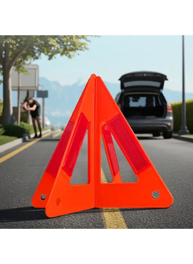 Red Foldable Reflective Warning Triangle Emergency Roadside Safety Kit - Image 3