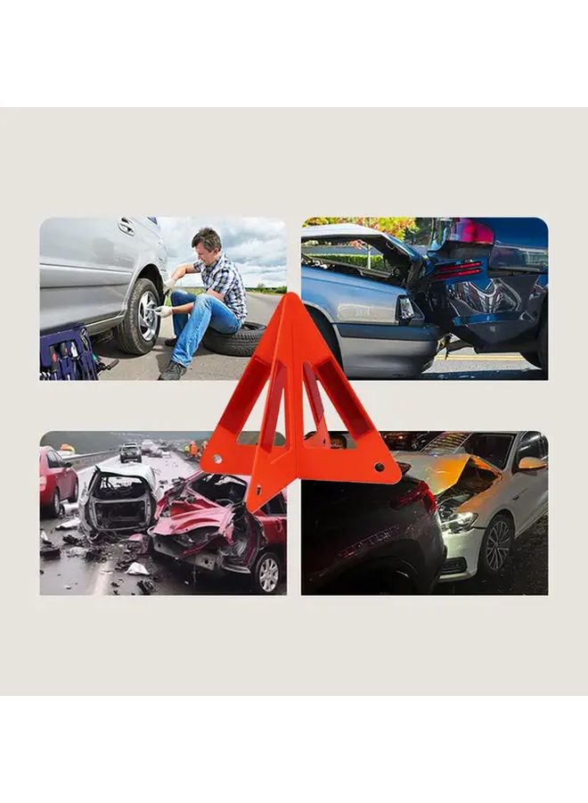 Red Foldable Reflective Warning Triangle Emergency Roadside Safety Kit - Image 4