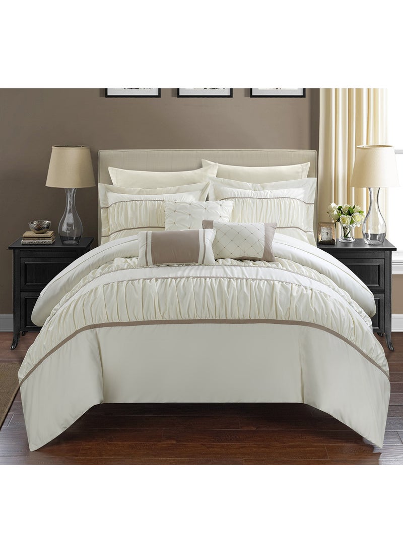 Chic Home Chic Home Cheryl Comforter Complete Bed Set Beige King 10 Piece 