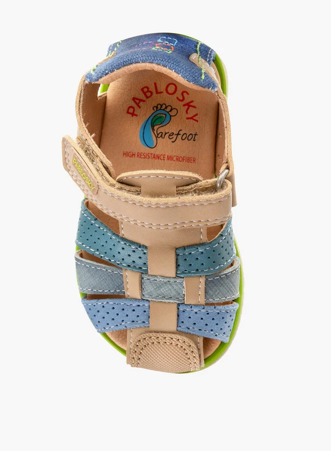 Pablosky Boys' Panelled Strap Sandals with Hook and Loop Closure