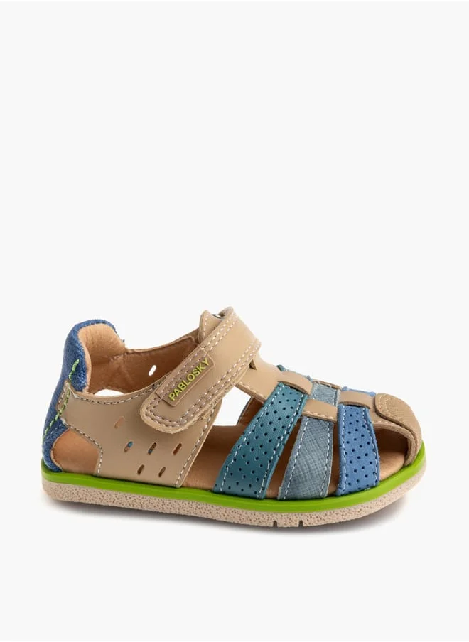 Pablosky Boys' Panelled Strap Sandals with Hook and Loop Closure