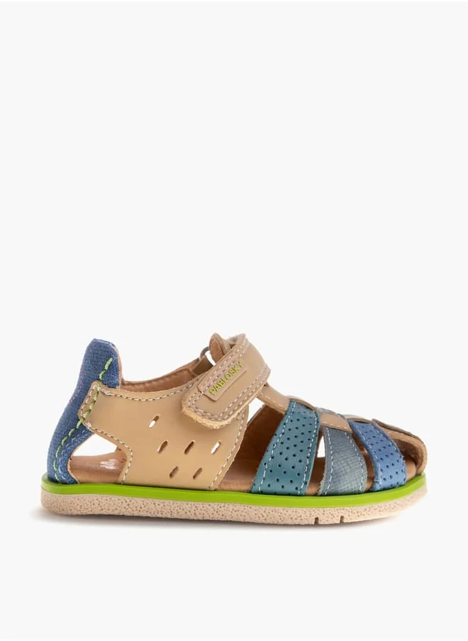 Pablosky Boys' Panelled Strap Sandals with Hook and Loop Closure