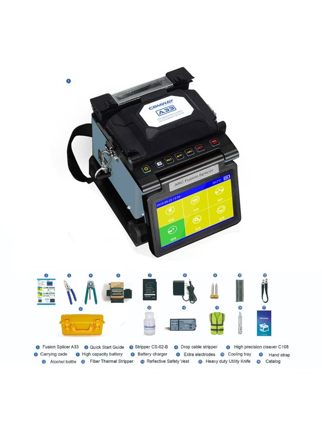 COMWAY A33 Core Alignment Mini Fusion Splicing Machine - High-Precision 4-Motor PAS Fiber Optic Splicer for FTTH - Image 2