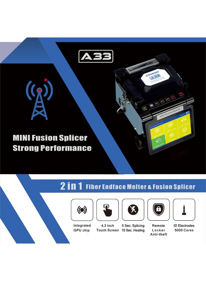 COMWAY A33 Core Alignment Mini Fusion Splicing Machine - High-Precision 4-Motor PAS Fiber Optic Splicer for FTTH - Image 3