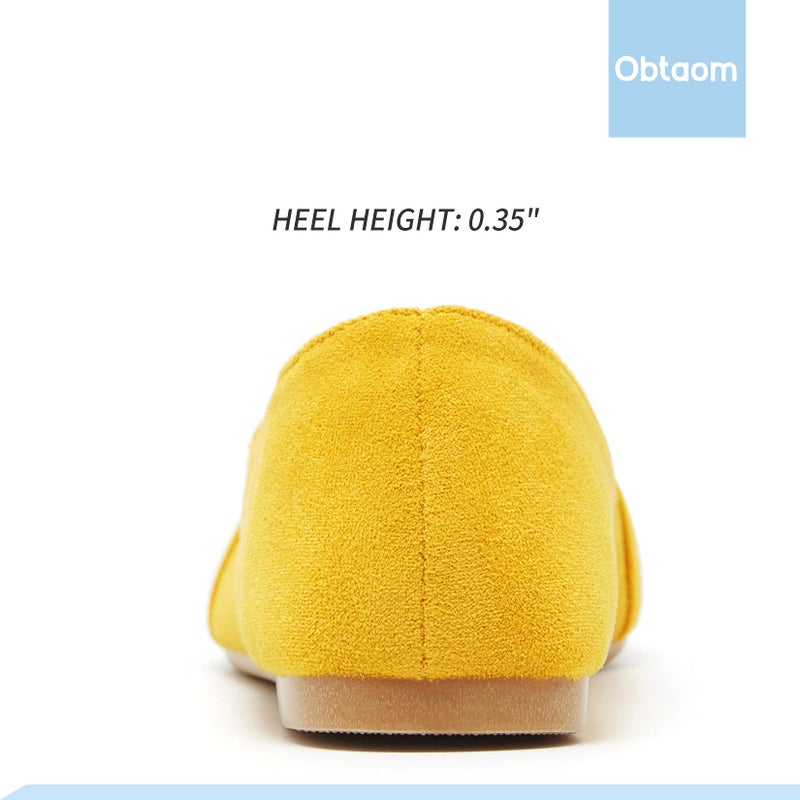 Obtaom Women's Pointy Toe Loafer Flat Comfortable Faux Suede Work Shoes,Cute Penny Loafer Slip On Ballet Flat(Mustard US7) - Image 5