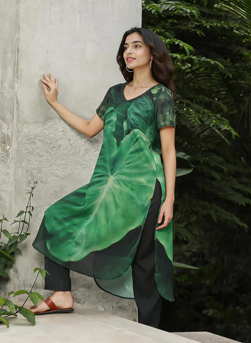  قصة Women's Forest Green Chantilly Bloom Kurta Set