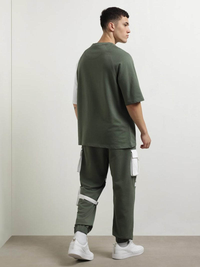 NOBERO Olive Green Cotton Blend Co-Ord Set for Men - Image 4