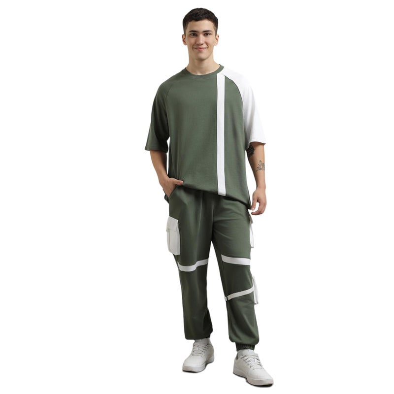 NOBERO Olive Green Cotton Blend Co-Ord Set for Men - Image 1