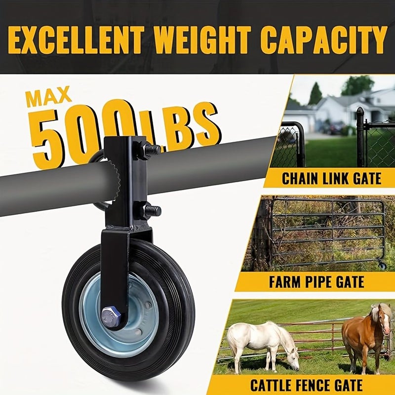 Black 6 Inch Steel Gate Roller Wheel 500lbs for 2 Inch Fence Pipe 2pcs - Image 5
