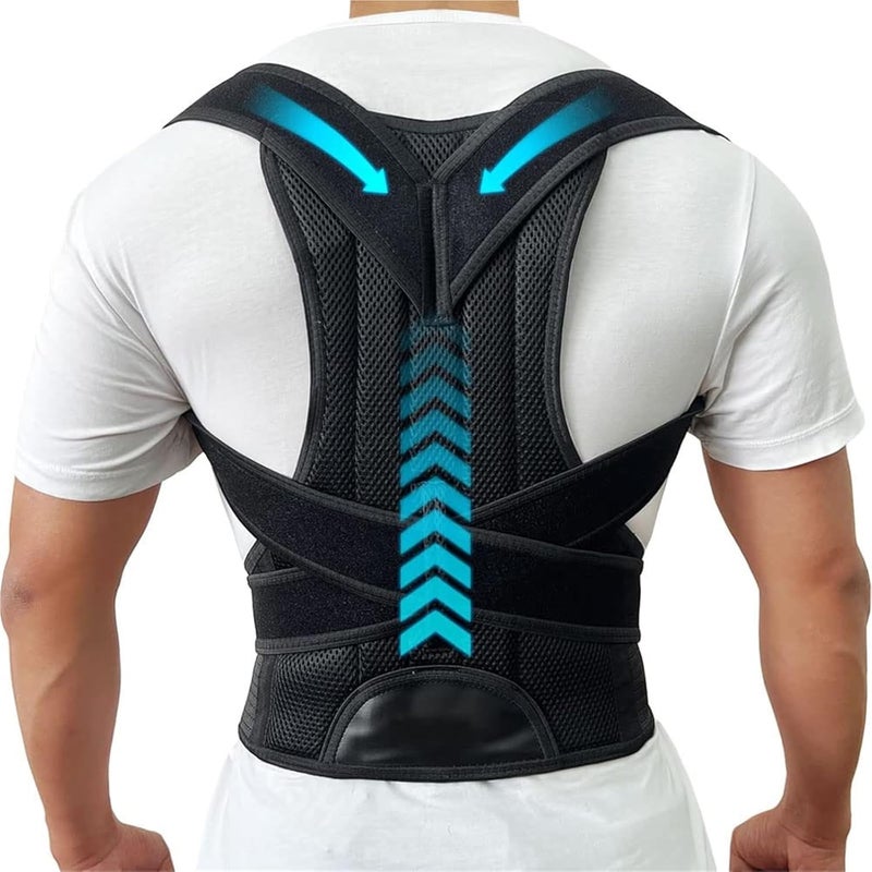 Brace for Women & Men, Adjustable Back Support Straightener for Upper Back Pain Relief(Black,L-Belly 90-105cm) - Image 2